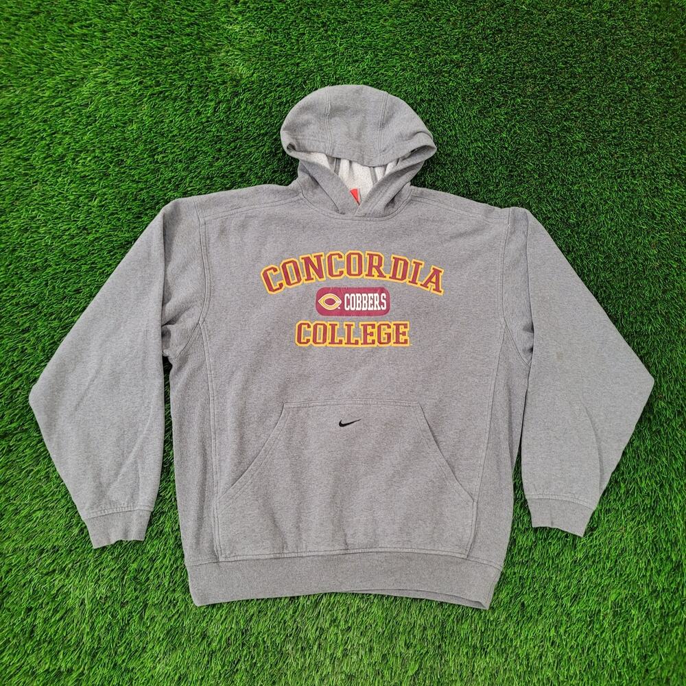 NIKE Concordia College Hoodie Medium 24x27 Gray Baggy Cobbers